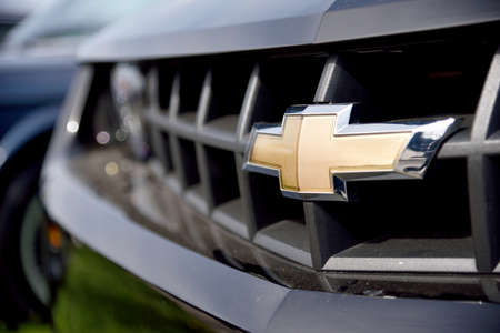 Kyiv, Ukraine â Apr 23, 2016: The logo of Chevrolet close up. Chevrolet is a trademark of General Motors (GM).のeditorial素材