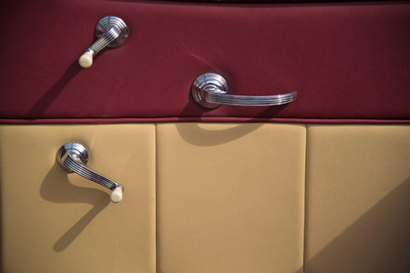 Door handles in vintage cars. Retro car. Elegance.の写真素材