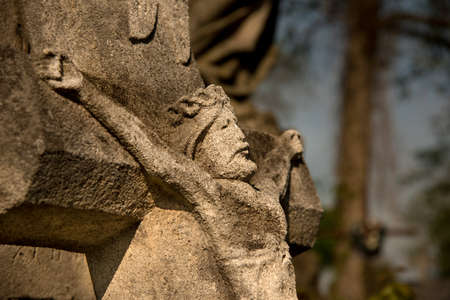 Stone crucifixion on the old cemetery.の写真素材