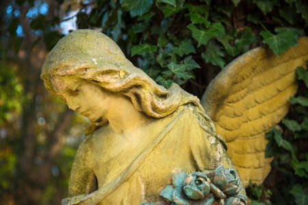 The figure of an angel in â symbol of love, invisible forces, purity, enlightenment, ministry. Chariot.の写真素材