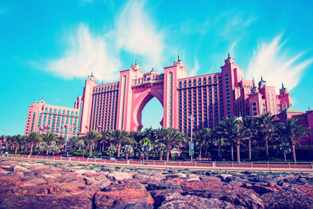 Dubai, United Arab Emirates â February 6, 2021: The famous hotel Atlantis The Palm.のeditorial素材