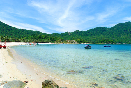 The beach in Central Vietnam near Danang city. Cham island.の写真素材