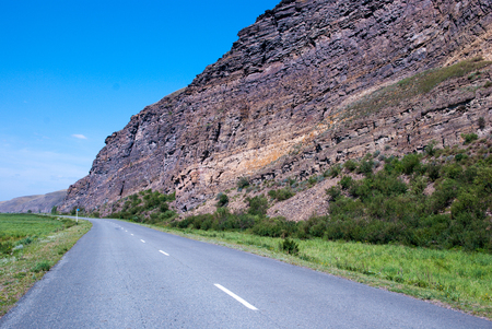 Rocks along the road near the village of Caucasus, in the Krasnoyarsk region of Russiaの写真素材