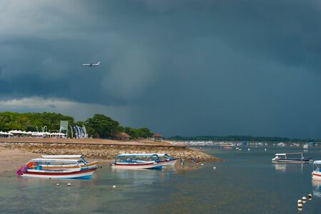 BALI, INDONESIA - APRIL 15: Views of the sea in Tanjung Benoa on April 15, 2014 in Bali.のeditorial素材