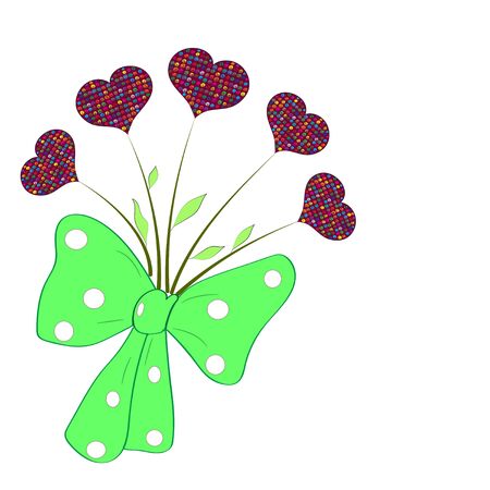 hand-drawing bouquet of colorful heartsのイラスト素材