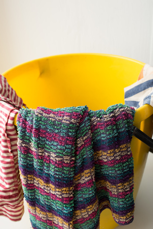 bucket of dirty ragsの写真素材