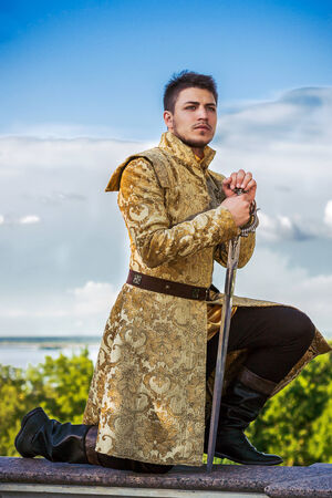 Image warrior who is holding his swordの写真素材