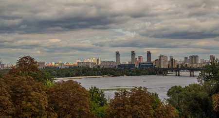  Kiev cityscape and Dnieper river, Ukraineの写真素材