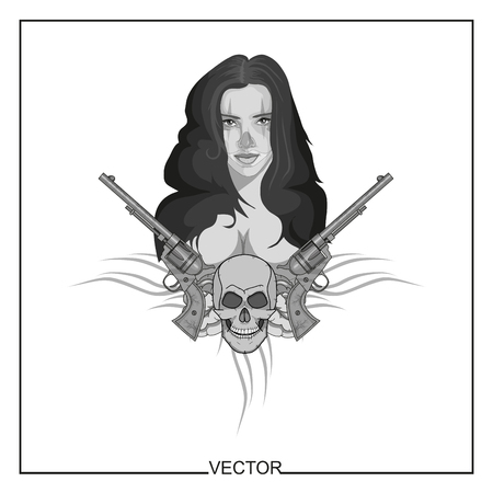 Vector illustration of a beautiful woman.Chicano style.のイラスト素材