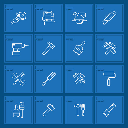 Set of hand tools iconsのイラスト素材