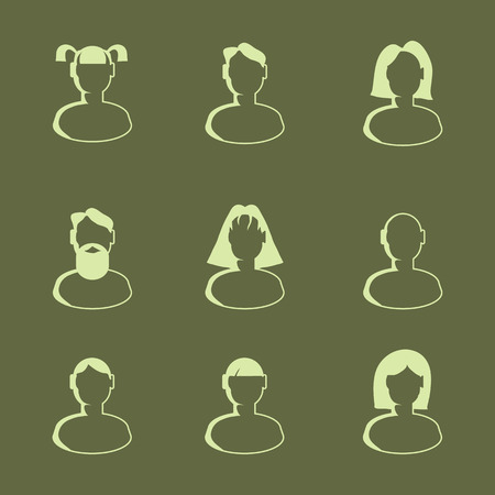 Set with bust icons. Flat styleのイラスト素材