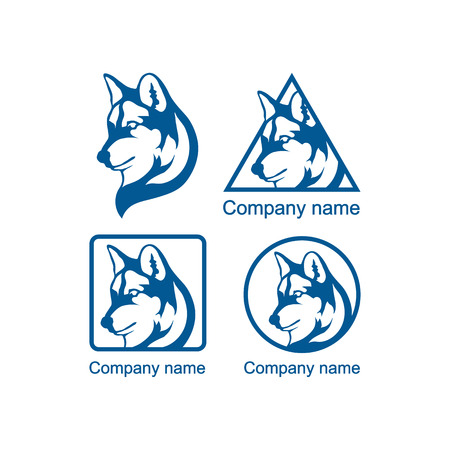 Set of logos with a wolf head vector illustration graphic designのイラスト素材