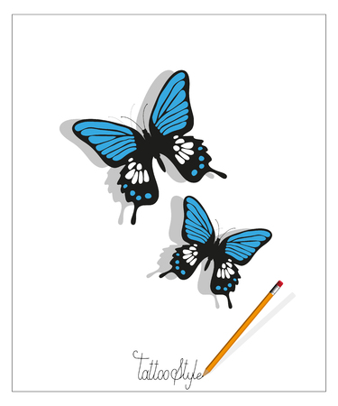 butterfly tattooのイラスト素材