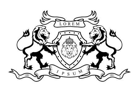 Heraldry lion logo vector illustration.のイラスト素材