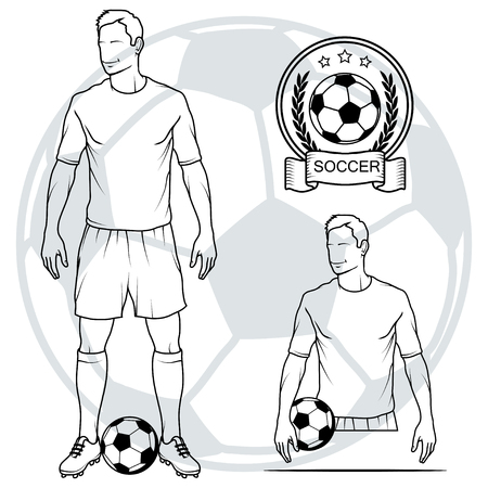 Soccer player with a ball. Soccer logo. Soccer game.のイラスト素材