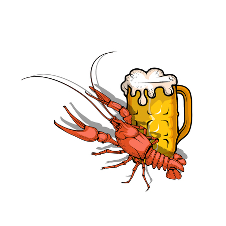 Vector illustration of beer with crayfishのイラスト素材