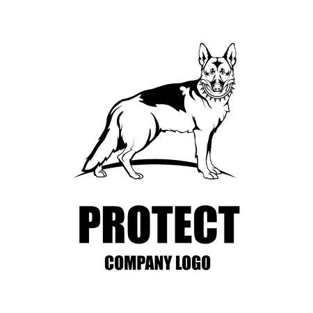 Security company vector logo design template. Protection logo.German Shepherd Dog. Logo icon design.のイラスト素材