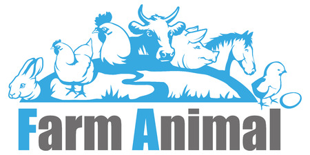 A farm animal logo. isolated on plain backgroundのイラスト素材