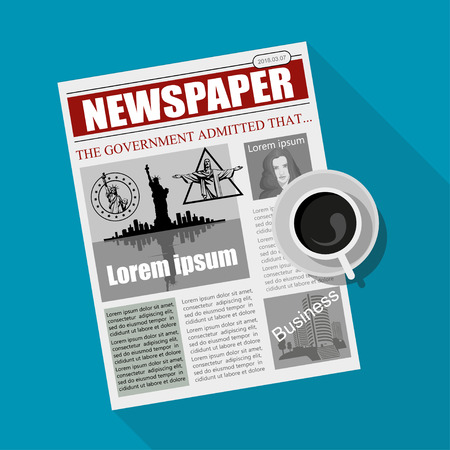 Business Newspaper. Financial Information. Vector newspaper template. Gray newsprint.のイラスト素材