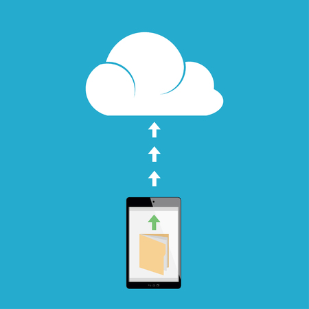 Cloud computing concept. Sending the folder to the computer cloud.のイラスト素材