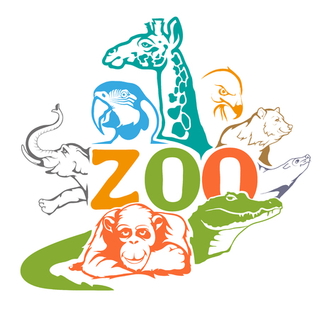 ZOO. Concept with zoo animals.のイラスト素材