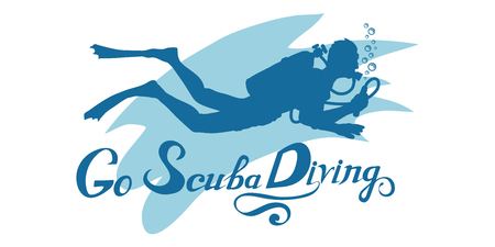 Scuba diving logo. Diver with scuba. Scuba-diving. Vector diver character.のイラスト素材