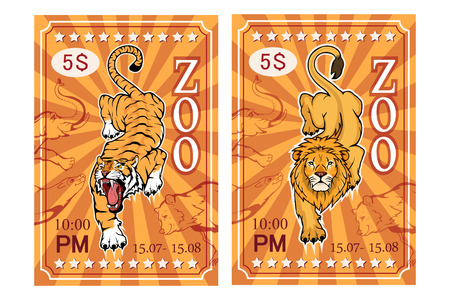 ZOO. Concept with zoo animals. Vector illustration.のイラスト素材