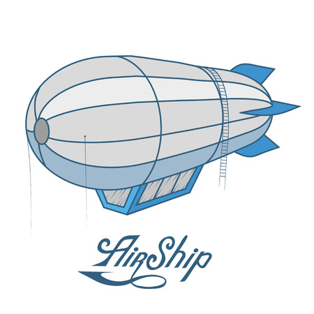 Airship icon with a long shadow. Balloon. Ship hovering in the air. Vector graphics to designのイラスト素材