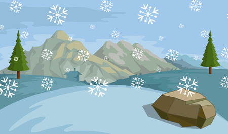 Winter landscape. Christmas colorful nature. Hand drawn winter scene with christmas landscape. ?hristmas celebration. Winter landscape background with forest. New Year's holiday. Snowy woodlandのイラスト素材