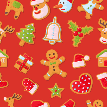 Set of seamless christmas pattern. Set of different pattern for christmas. New Year pattern in the form of Christmas characters. Different new year characters. New Year's holiday. Winter celebration.のイラスト素材