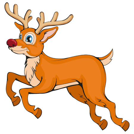 Christmas deer isolated on white background. New Year's holiday. Christmas deer. Winter character head. Different new year characters. Winter celebration. Deer dressed in winter clothes. New Yearのイラスト素材