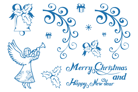 Christmas decoration isolated on white background. New Year holiday. Christmas decoration. Winter celebration. Christmas decoration elements for design. New Year elements for decorのイラスト素材