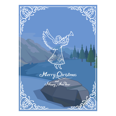 Christmas card isolated on white background. New Year holiday. Christmas greeting card. Winter celebration. Christmas card for design with hand written lettering. New Year elements for decorのイラスト素材