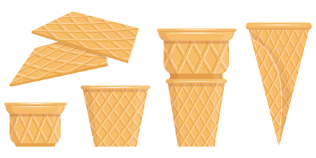 Vector waffle cone collection. Waffle cone. Vector graphics to designのイラスト素材