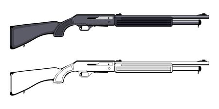 Winchester rifle. Firearms. Colorful image Set of Winchester. Firearms in combat. old American wild west rifle. Vector graphics to design.のイラスト素材