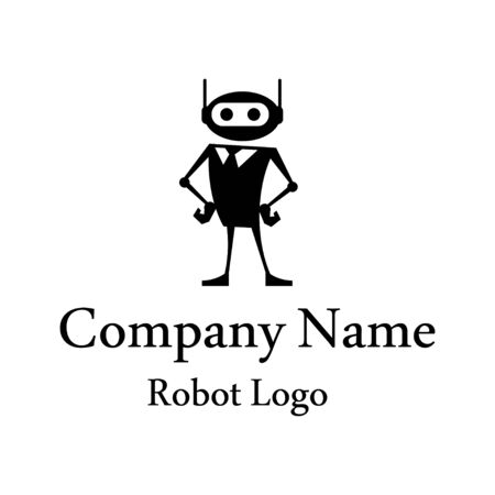 Robot logo for design. Bot icon. Robotics. Support service bot. Vector graphics to design.のイラスト素材