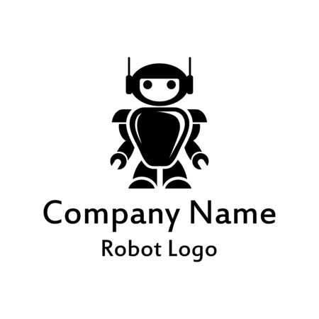 Robot logo for design. Bot icon. Robotics. Support service bot. Vector graphics to design.のイラスト素材