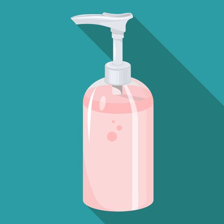 Flat Icon liquid soap. Isolated on blue background with long shadow. Modern vector illustration for web and mobile.のイラスト素材