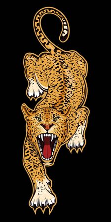Vector illustration of a Jaguar. American tiger for tattoo or t-shirt print. Panther illustration for a sport team.のイラスト素材