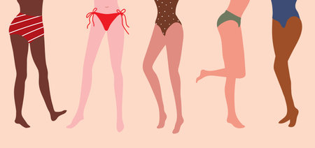 Woman legs and thighs in swimsuits. Vector illustration in nice natural colors. It can be used as...