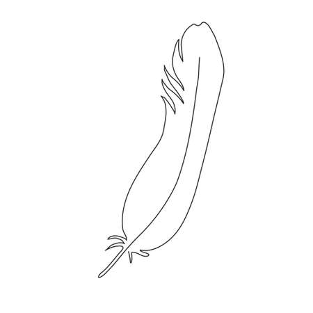 Vector illustration of bird feather. Modern one line art. Can be use as home decor such as posters, wallpapers, tattoo, t-shirt print or embroidery and as social media designのイラスト素材