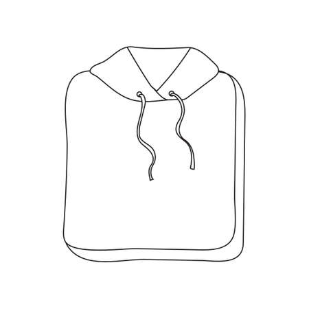 Minimalistic illustration of sweatshirt. Simple modern clothes with hood. Outline icon isolated on white background.のイラスト素材