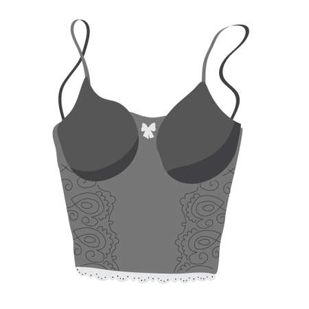 Color women's top bra in flat style isolated on white background. It can be used as icons or design elements.のイラスト素材