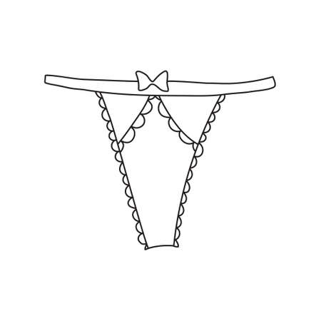 Woman V-string panty in line isolated on white background. It can be used as icon or design element.のイラスト素材