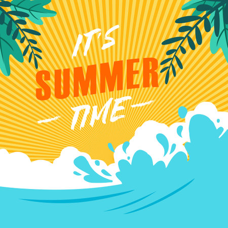 Hello summer. welcome summer. summer time vector illustration.のイラスト素材