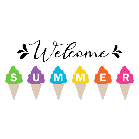Hello summer. welcome summer. summer time vector illustration.のイラスト素材