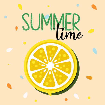 Hello summer with fresh fruit. welcome summer. summer time vector illustrationのイラスト素材