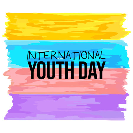 International Youth Day Celebration, Friendly team, cooperation, friendship. Happy international youth day vector illustration.のイラスト素材