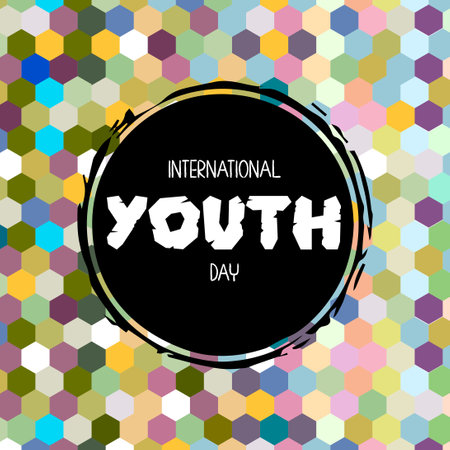 International Youth Day Celebration, Friendly team, cooperation, friendship. Happy international youth day vector illustration.のイラスト素材
