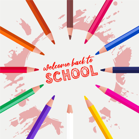 Welcome back to school. back to school background. kids back to school. school stationery.のイラスト素材